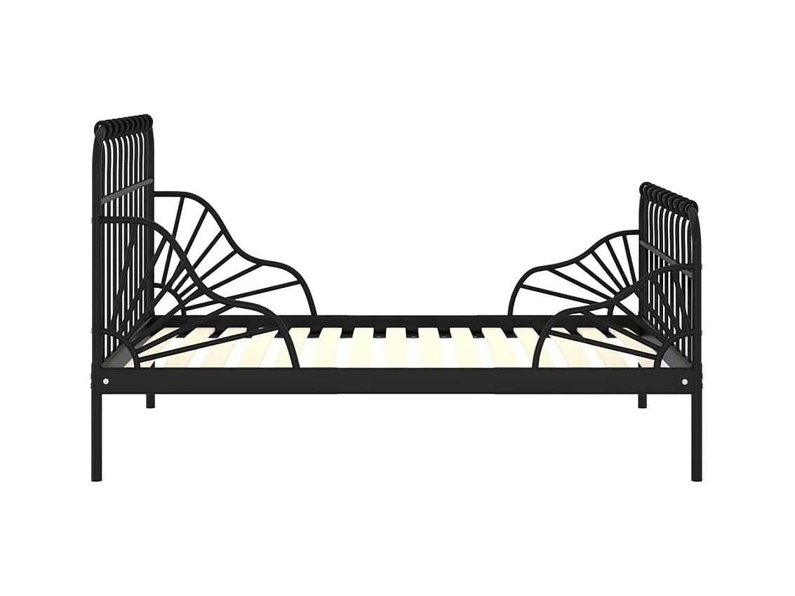 Uitschuifbaar bedframe zonder matras Zwart Metaal 80x130/200 cm