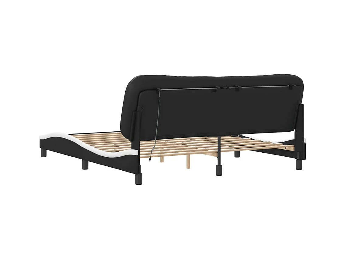 Struttura letto con LED senza materasso nero e bianco 180x200 cm