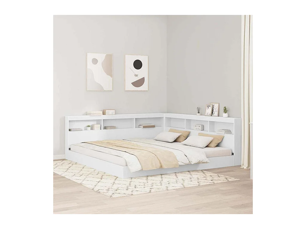 Lit Bibliothèque Blanc 180 x 200 cm Bois d'ingénierie