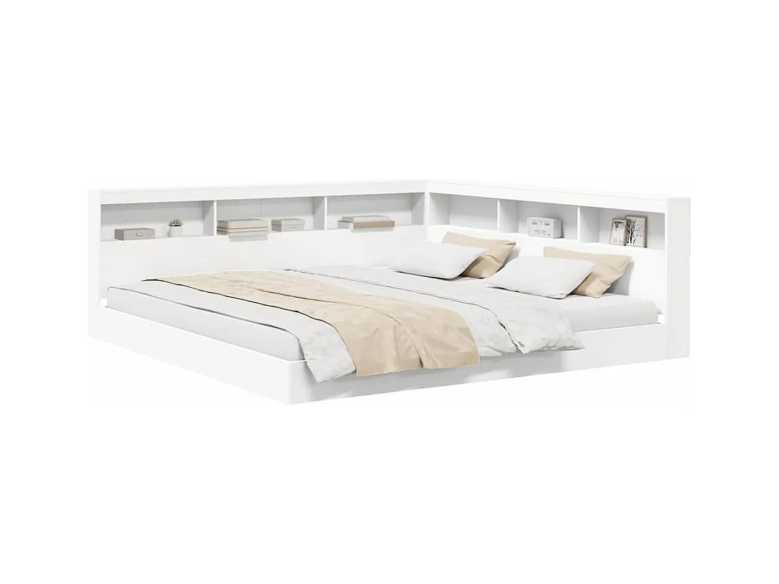 Lit Bibliothèque Blanc 180 x 200 cm Bois d'ingénierie