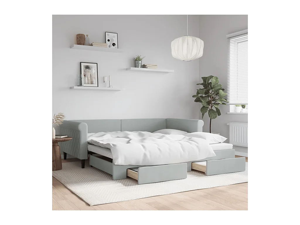 Tagesbett mit Ausziehbett und Schubladen ohne Matratze 100x200 cm