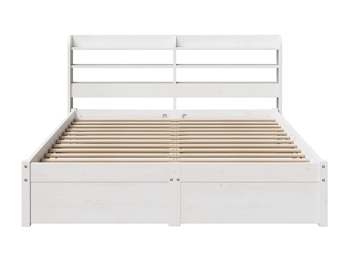 Estructura de cama con cabecero sin colchón blanco 140x190 cm