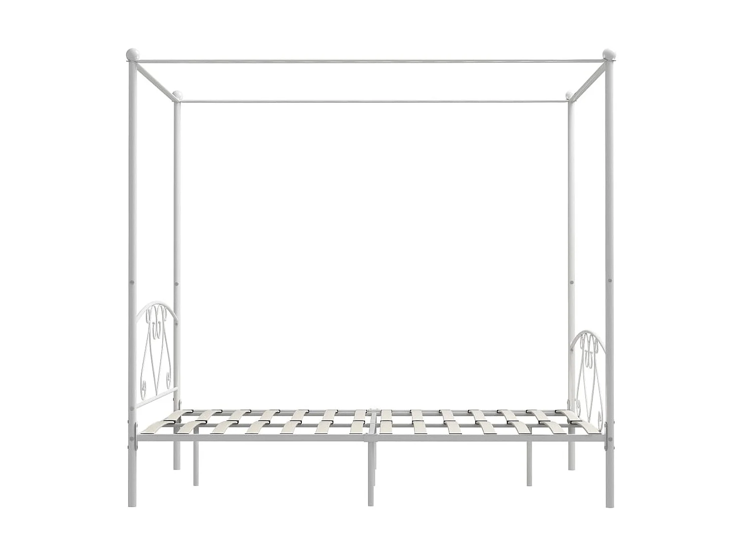 Cadre de lit à baldaquin Blanc 160x200 cm Métal