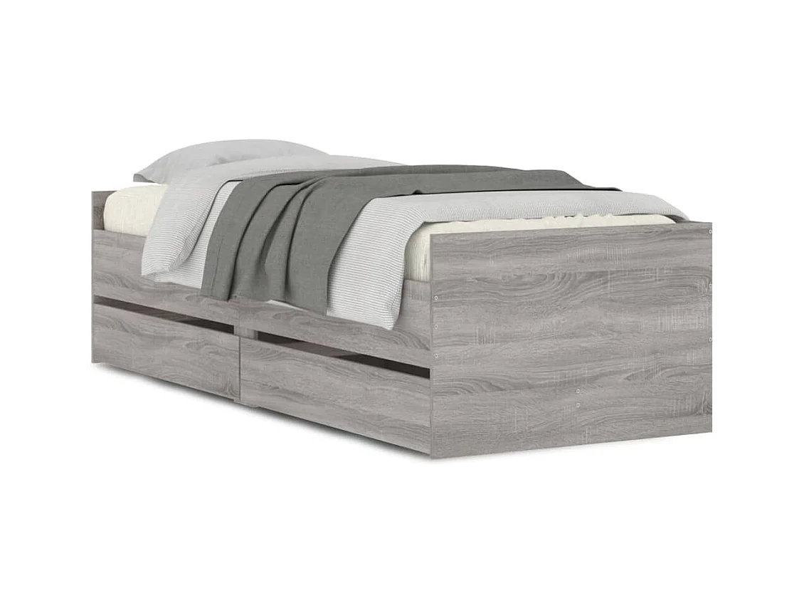 Bedframe met lades zonder matras Sonoma grijs 100x200 cm
