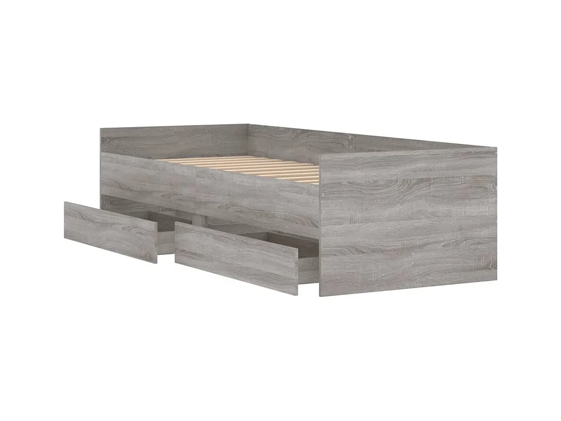 Bedframe met lades zonder matras Sonoma grijs 100x200 cm