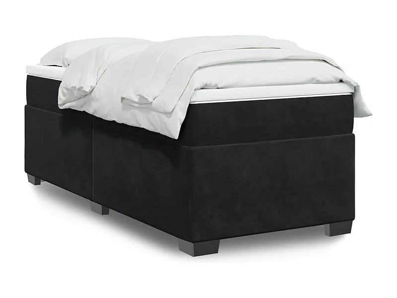 Rete a doghe con materasso Nero 100x200 cm Velluto