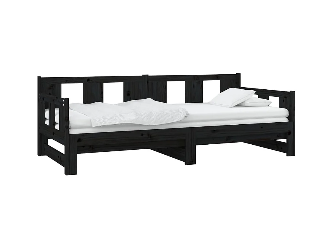 Schuifbed zonder matras zwart 2x(80x200)cm