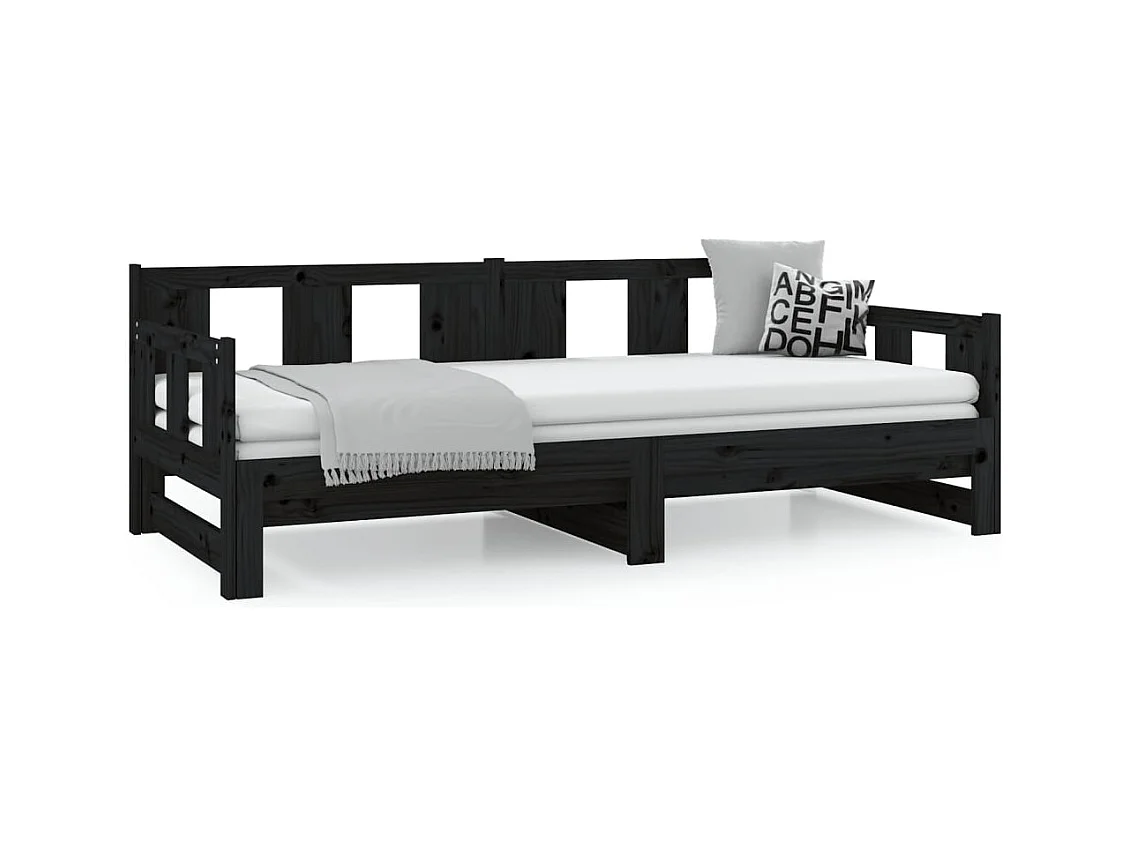 Schuifbed zonder matras zwart 2x(80x200)cm