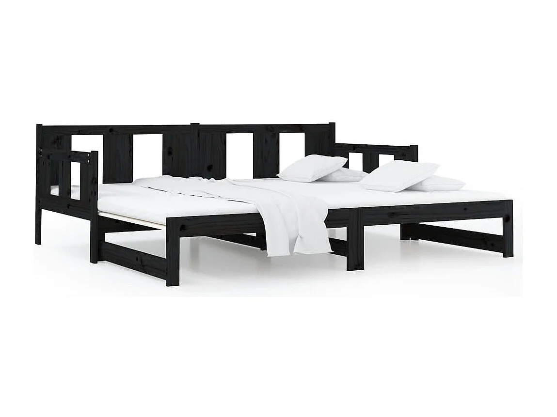 Schuifbed zonder matras zwart 2x(80x200)cm