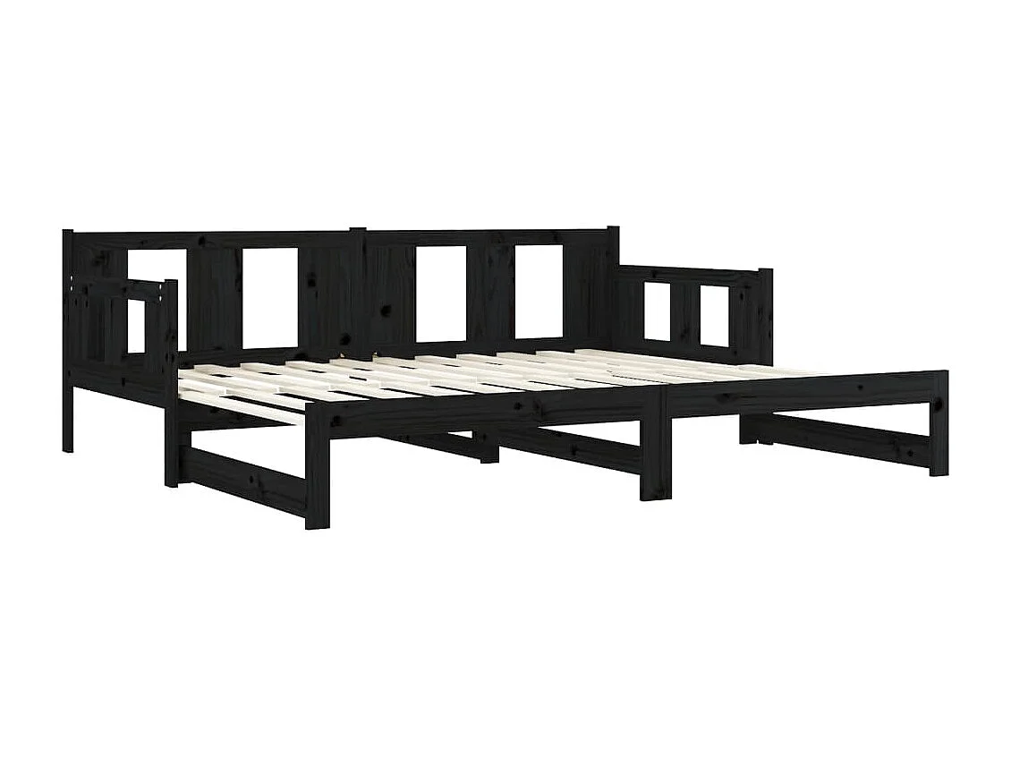 Schuifbed zonder matras zwart 2x(80x200)cm
