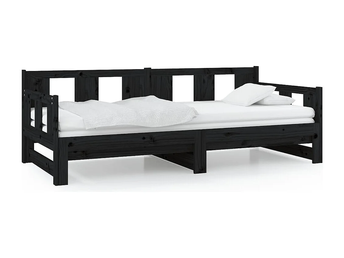 Schuifbed zonder matras zwart 2x(80x200)cm