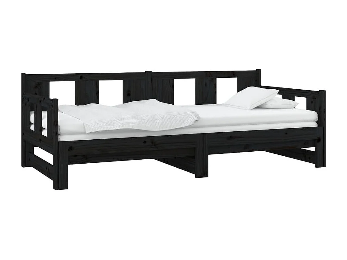 Schuifbed zonder matras zwart 2x(80x200)cm