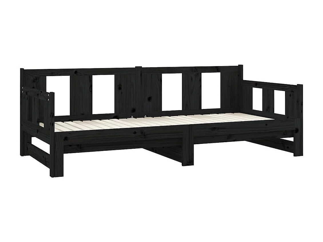 Schuifbed zonder matras zwart 2x(80x200)cm