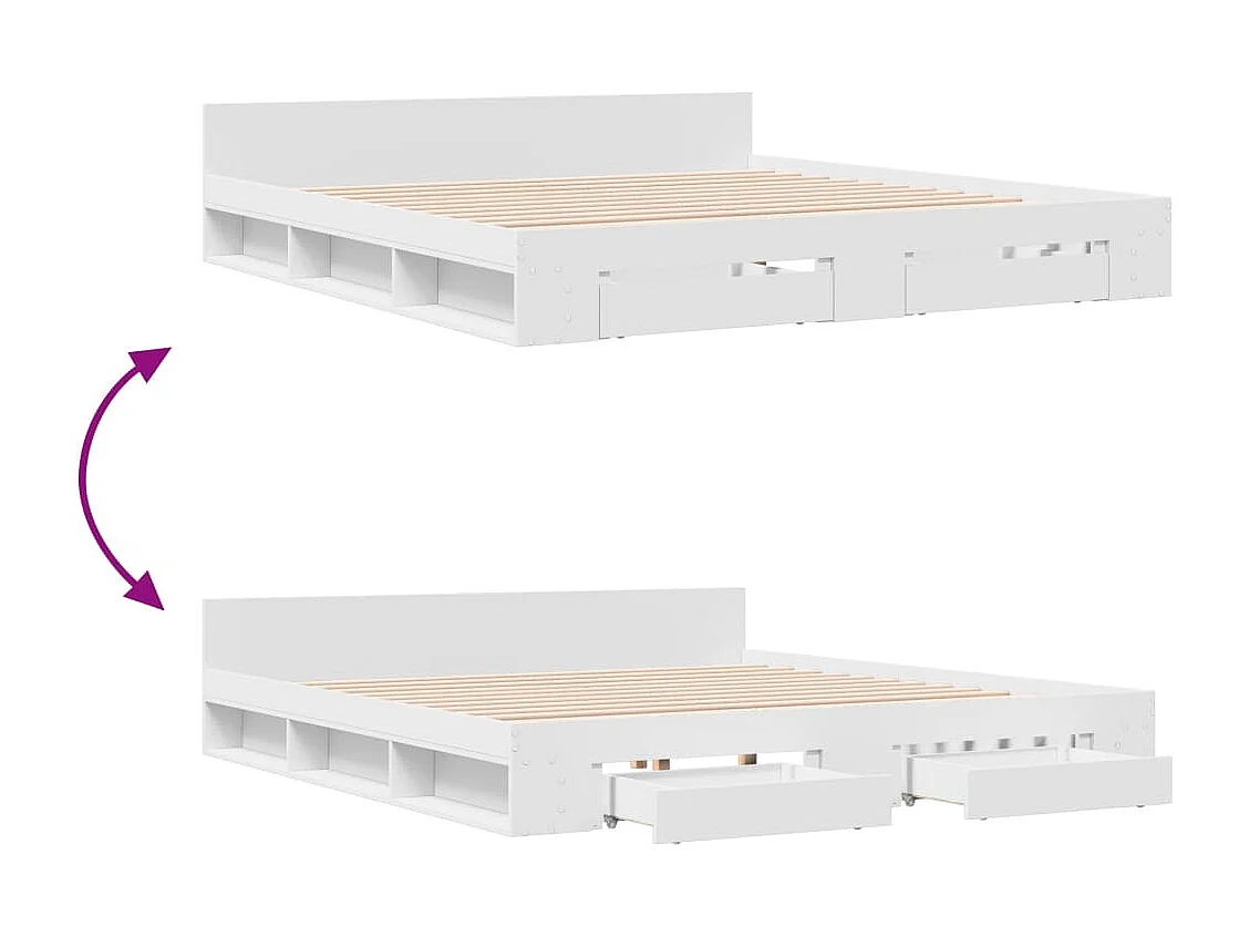 Estructura de cama con cajones sin colchón blanca 200x200 cm