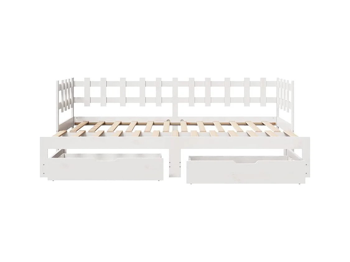 Dagbed met onderschuifbed en lades zonder matras wit 90x190cm