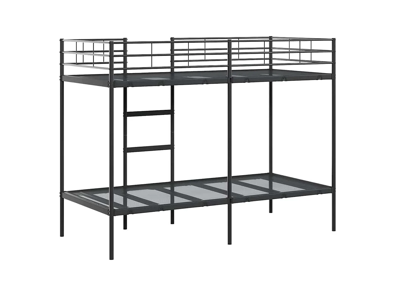 Letto a castello senza materasso nero 100x190 cm acciaio