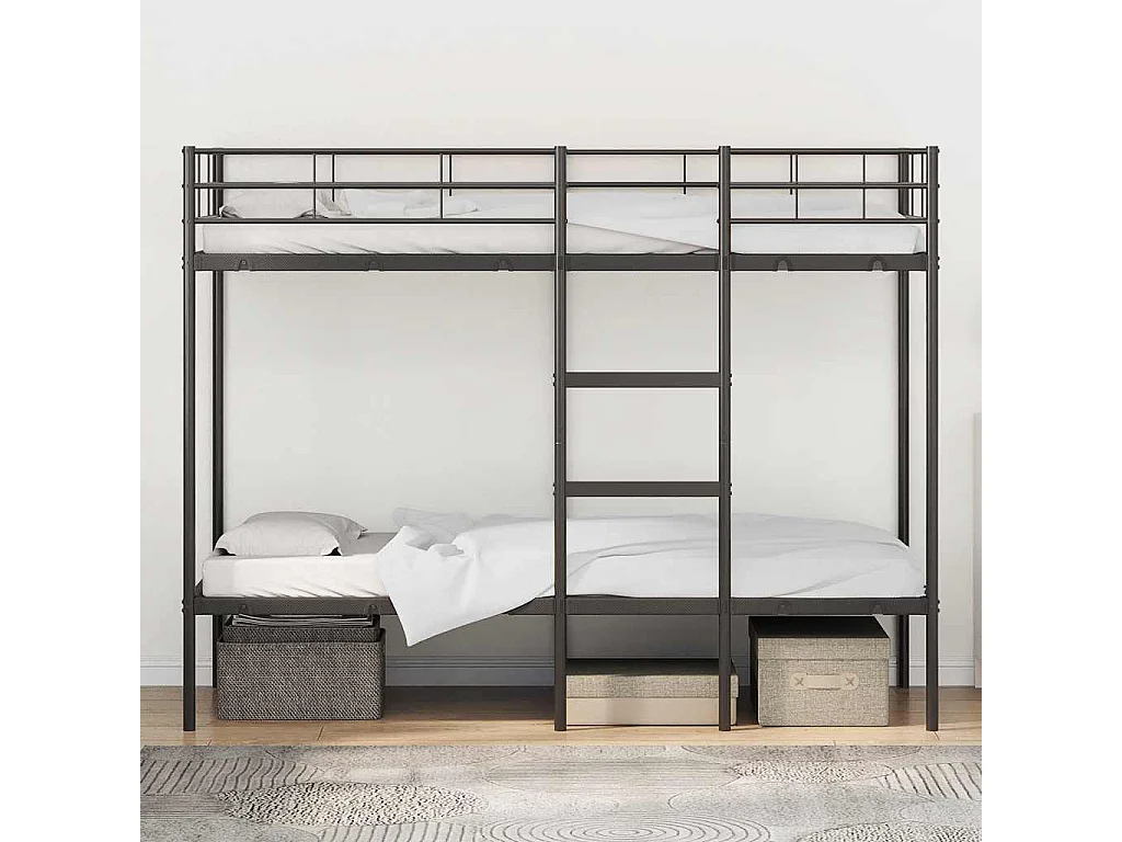 Stapelbed zonder matras zwart 100x190 cm staal