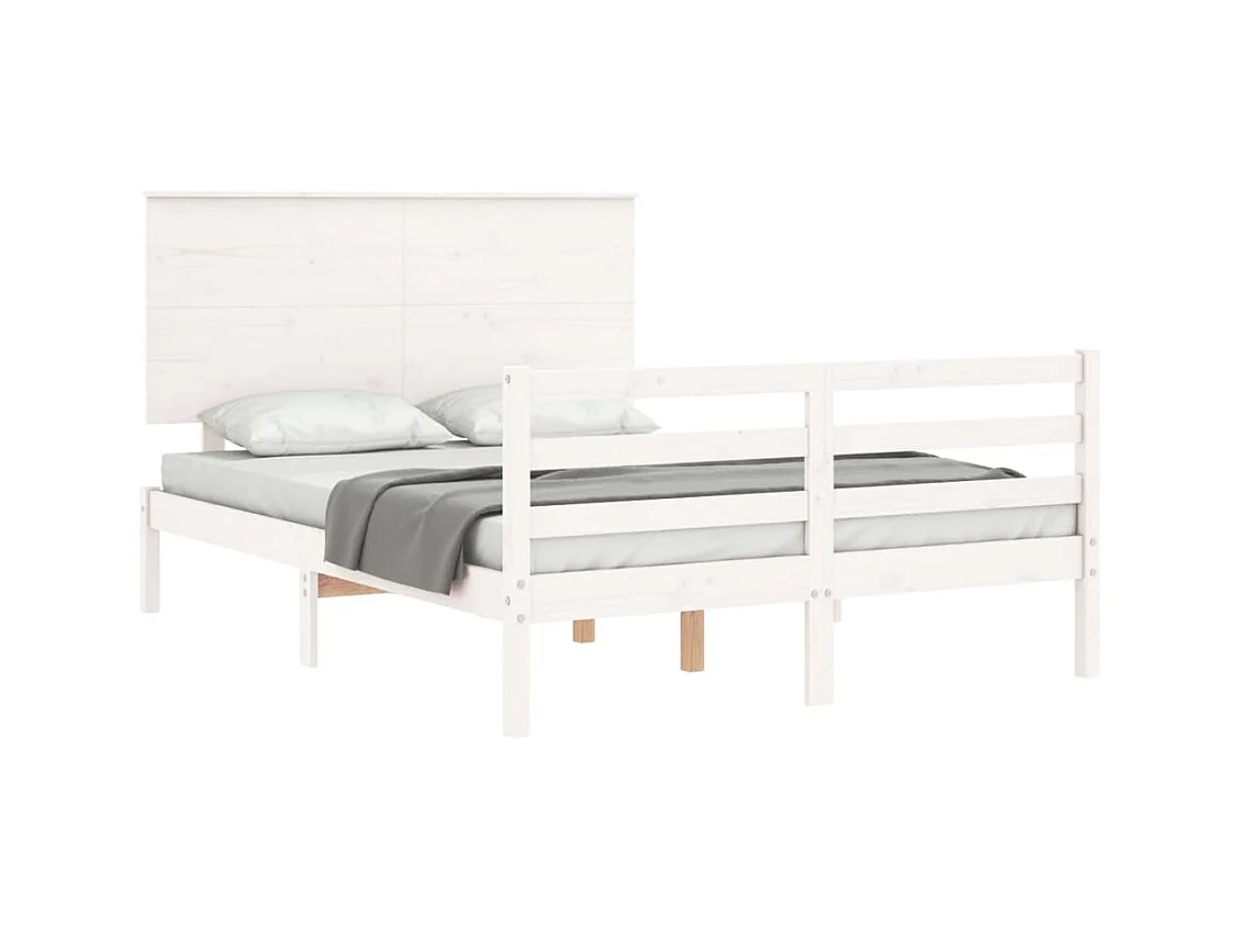 Struttura letto senza materasso bianco 140x200 cm in legno massello