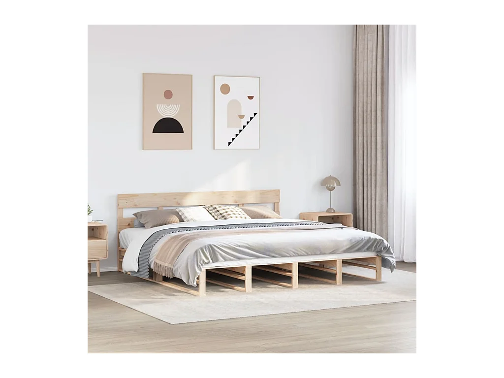 Estructura de cama sin colchón 180x200 cm madera maciza de pino