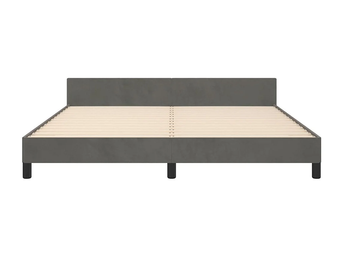 Cadre de lit sans matelas gris foncé velours