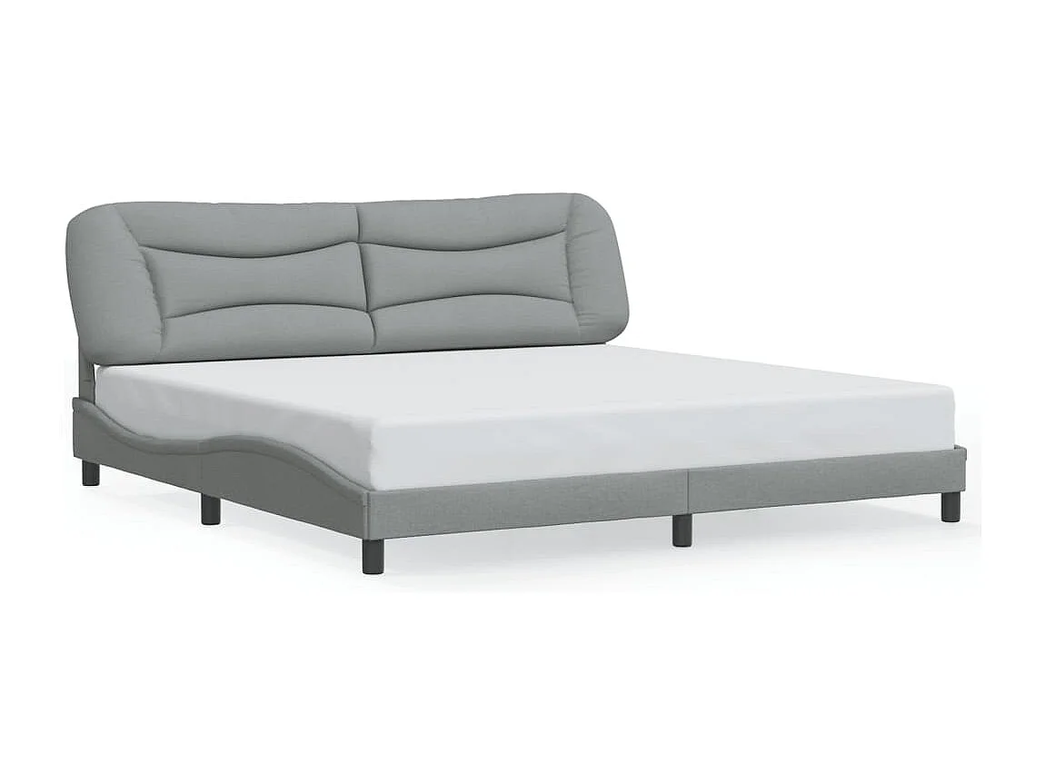 Cadre de lit avec LED sans matelas gris clair 200x200 cm tissu