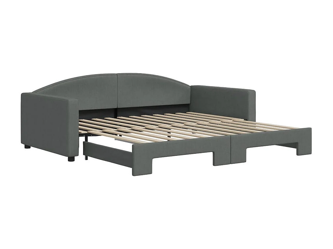 Lit de jour avec gigogne sans matelas gris foncé 100x200 cm