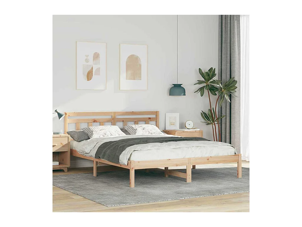 Bedframe met hoofdbord Bruin Massief grenenhout