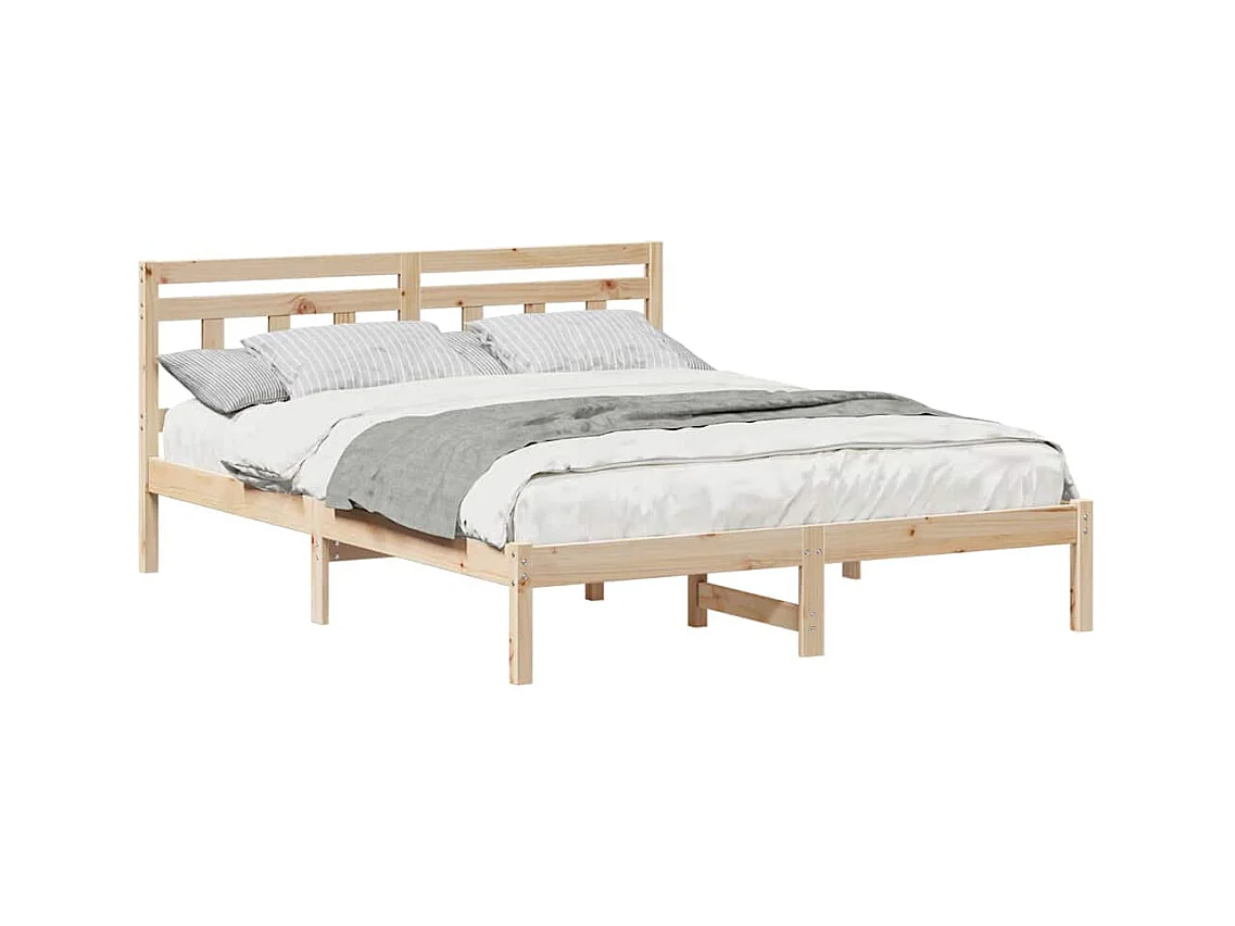 Bedframe met hoofdbord Bruin Massief grenenhout