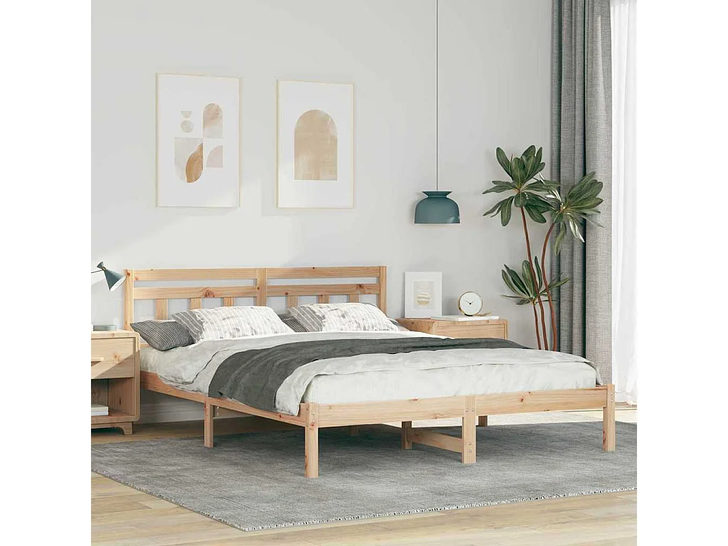 Bedframe met hoofdbord Bruin Massief grenenhout