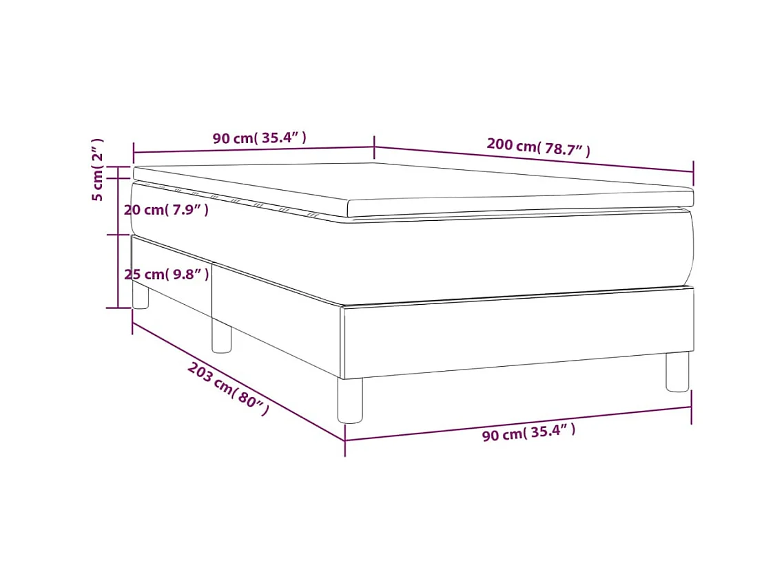 Sommier à lattes de lit avec matelas Crème 90x200 cm Tissu