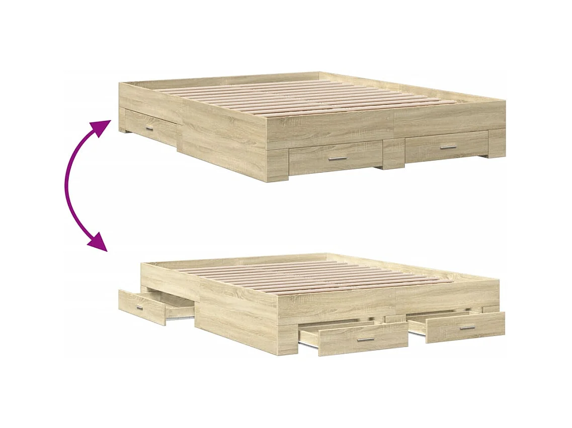 Bedframe met lades zonder matras sonoma eiken 160x200 cm