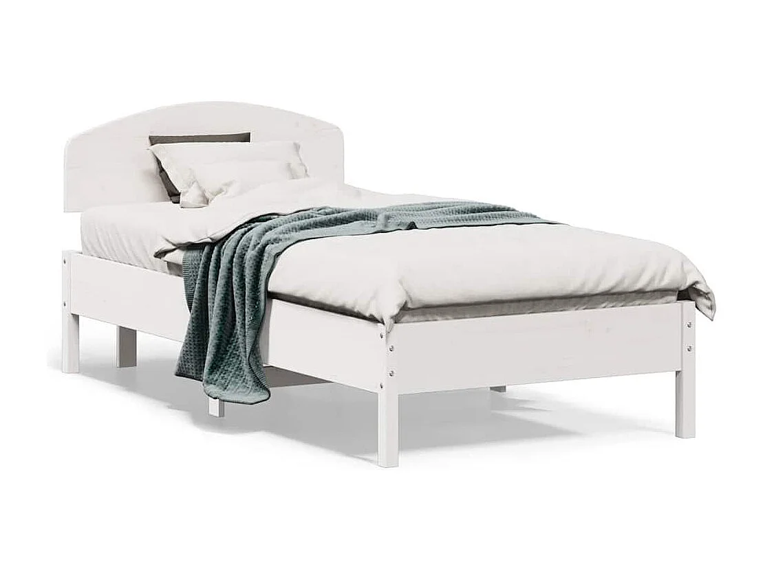 Estructura de cama sin colchón blanca 75x190 cm madera maciza de pino