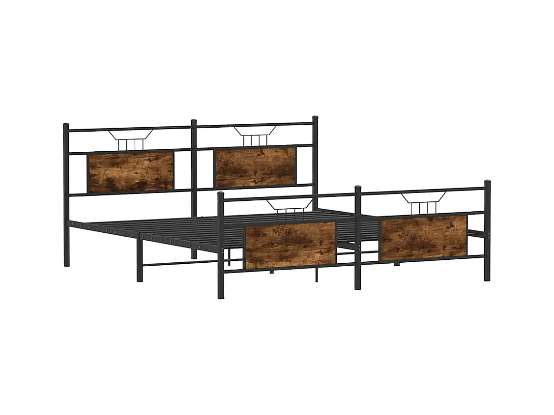 Metalen bedframe zonder matras gerookt eiken 160x200 cm