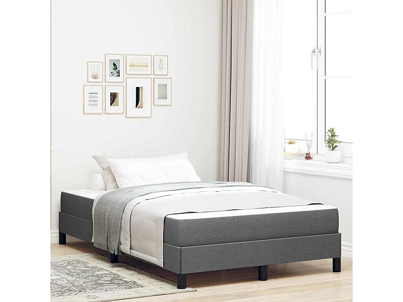 Lit à ressorts avec matelas Gris foncé 120 x 200 cm tissu