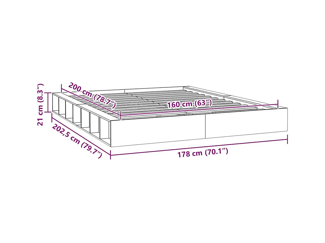 Struttura letto senza materasso bianco 160x200 cm in legno massello