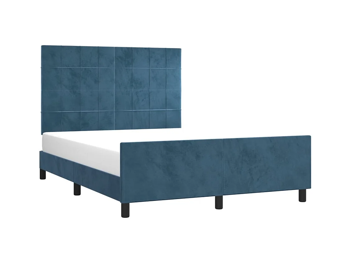 Cadre de lit sans matelas bleu foncé 140x200 cm velours