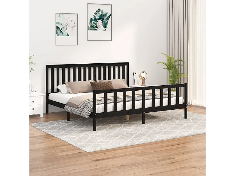 Struttura letto senza materasso nero 200x200 cm in legno massello di pino