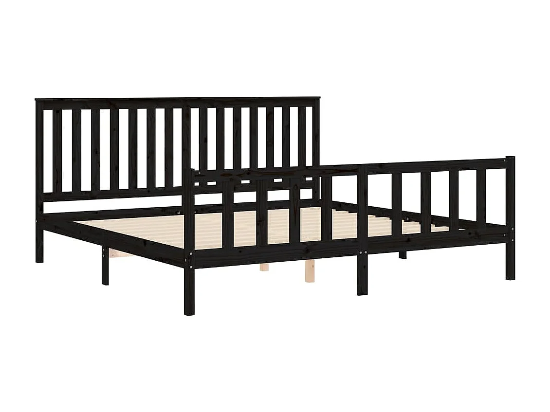 Struttura letto senza materasso nero 200x200 cm in legno massello di pino