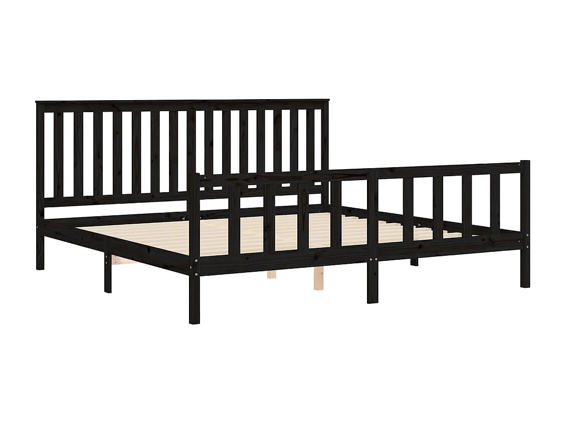 Struttura letto senza materasso nero 200x200 cm in legno massello di pino