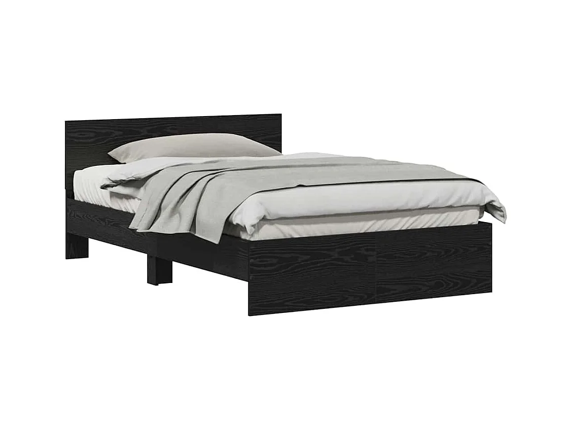 Bedframe van zwart eikenhout, 120 x 190 cm, bewerkt hout