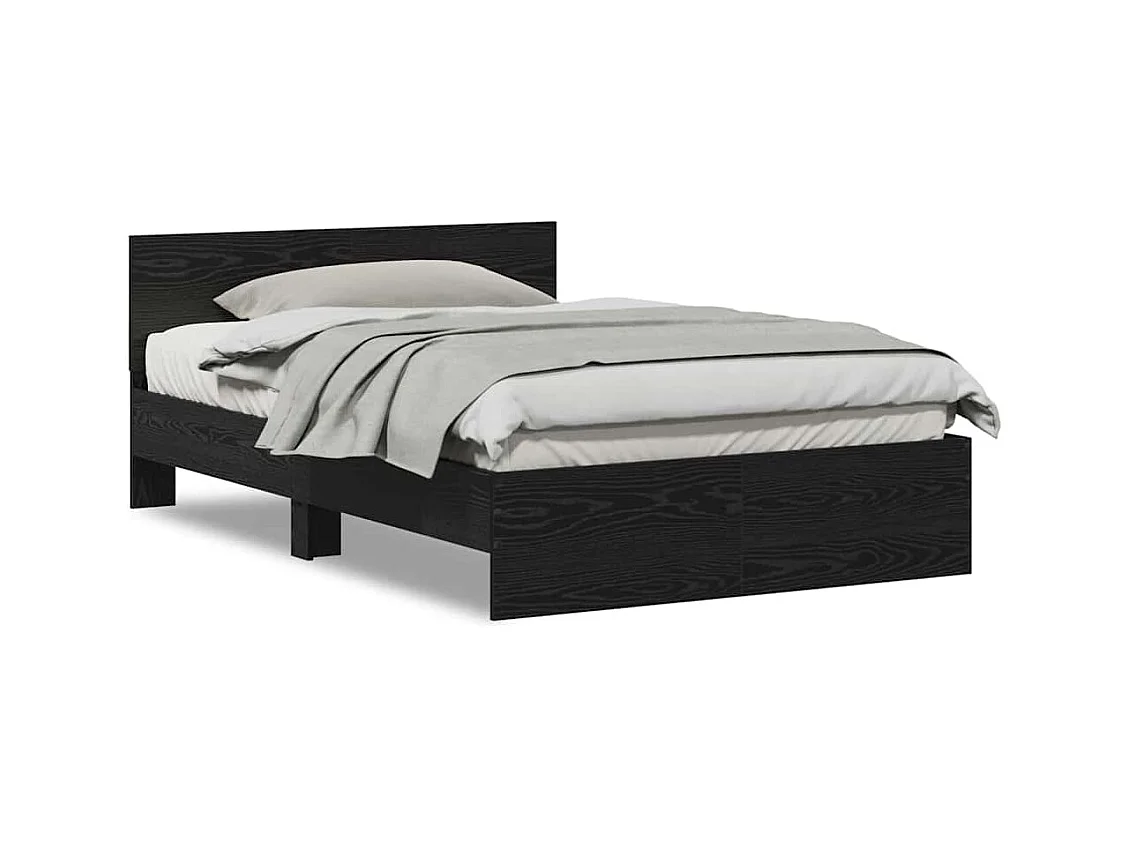 Bedframe van zwart eikenhout, 120 x 190 cm, bewerkt hout