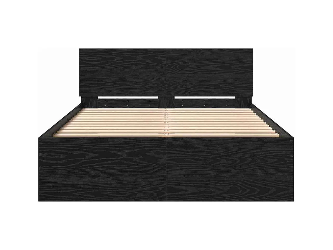 Bedframe van zwart eikenhout, 120 x 190 cm, bewerkt hout