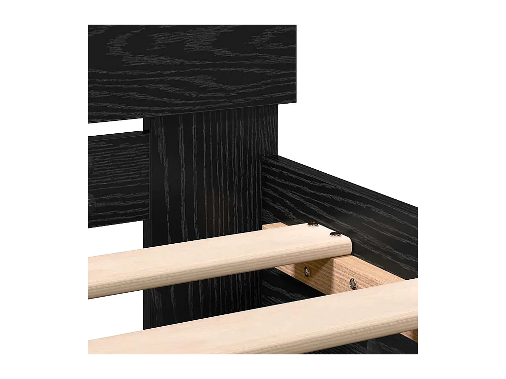 Bedframe van zwart eikenhout, 120 x 190 cm, bewerkt hout