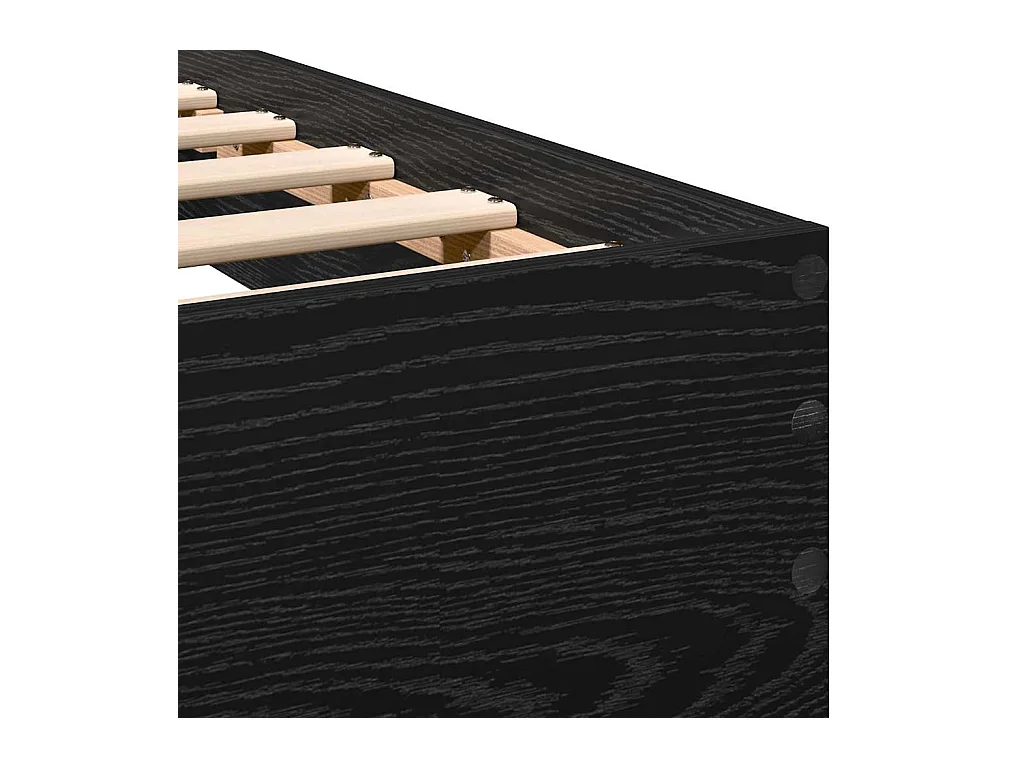 Bedframe van zwart eikenhout, 120 x 190 cm, bewerkt hout