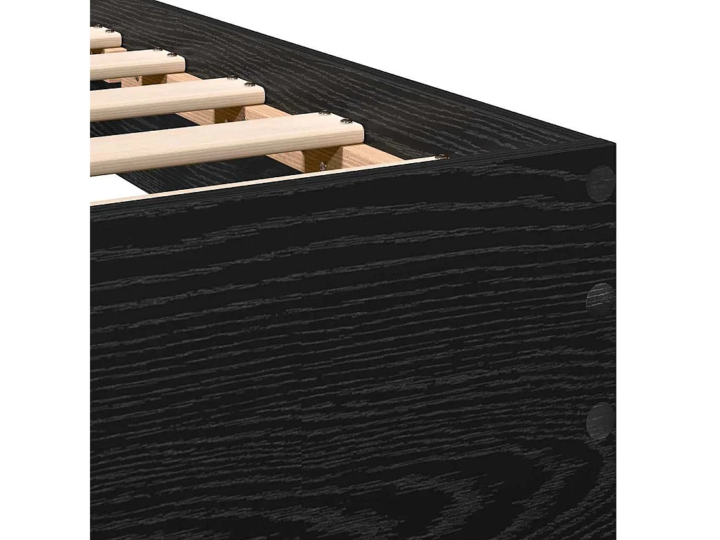 Bedframe van zwart eikenhout, 120 x 190 cm, bewerkt hout