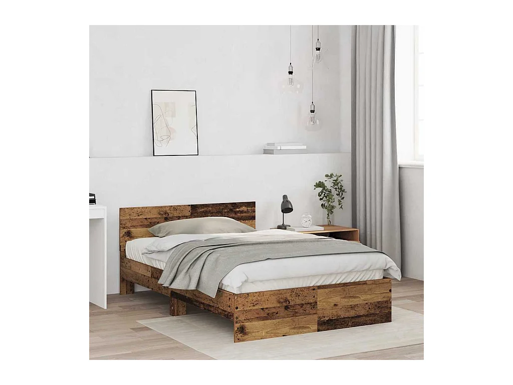 Cadre de lit avec tête de lit Bois Ancien 120 x 190 cm