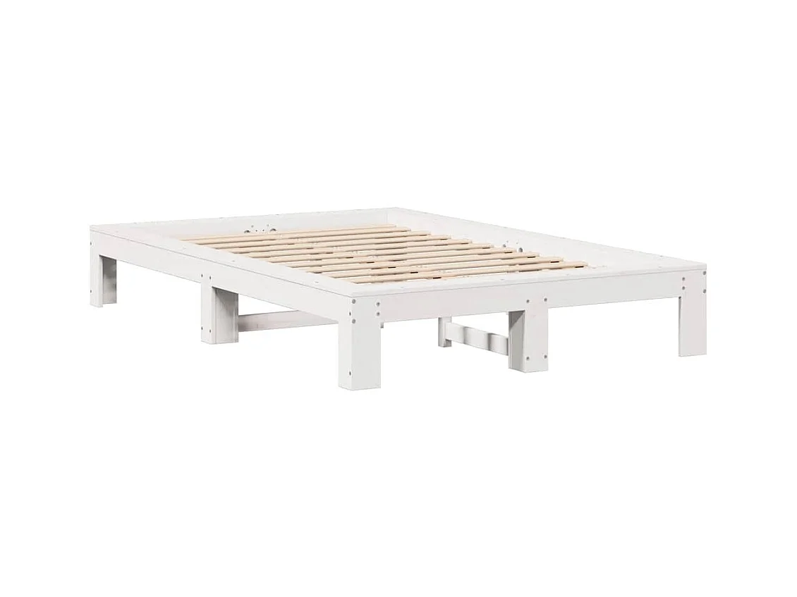 Struttura letto senza materasso bianco 135x190 cm in legno massello di pino