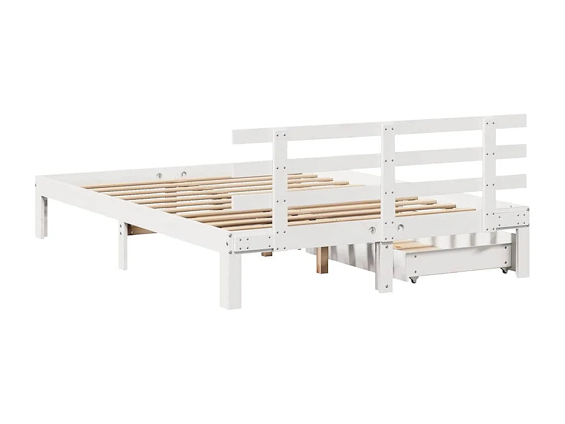 Bedframe met lades zonder matras wit 135x190 cm