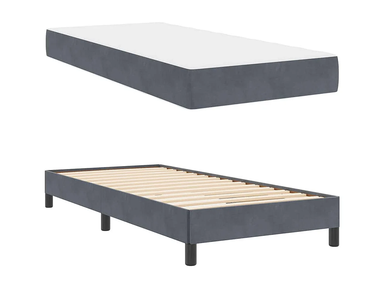 Lit boxspring avec matelas Gris foncé 80 x 200 cm Velours