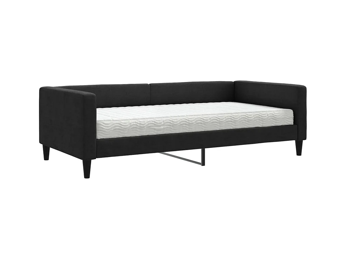 Lit de jour avec matelas noir 100x200 cm tissu